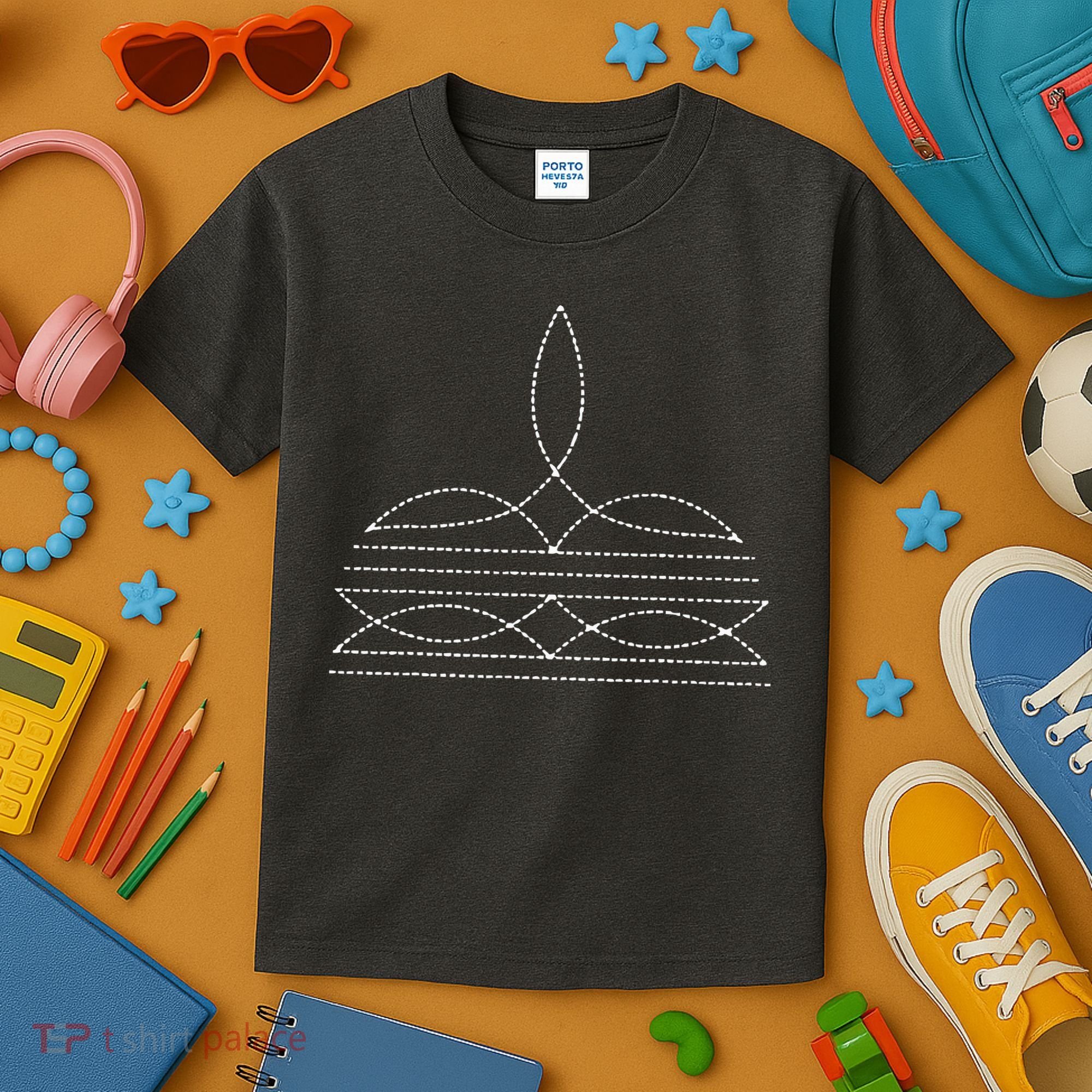 Western Cowboy Boot Stitching Cowboy Boot Stitching Kids T-Shirt