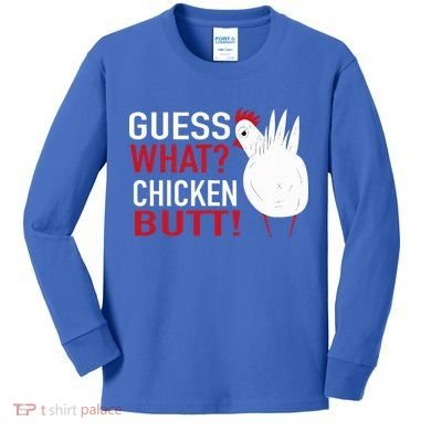 White Chicken Butt! Funny Design  Kids Long Sleeve Shirt