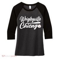 Wrigleyville Chicago Baseball American Women's Tri-Blend 3/4-Sleeve Raglan Shirt thumb 0