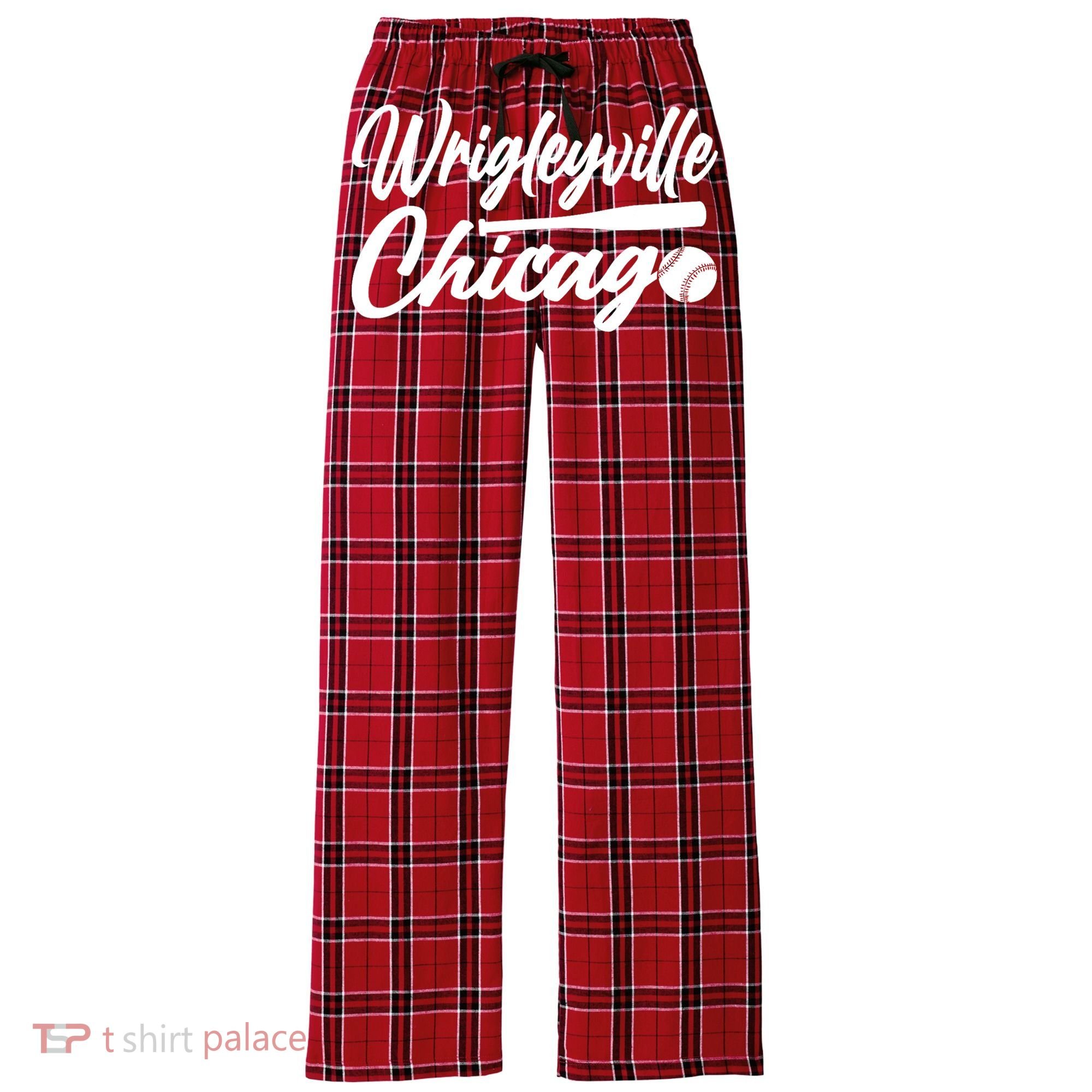 Wrigleyville Chicago Baseball American Women's Flannel Plaid Pajama Pants