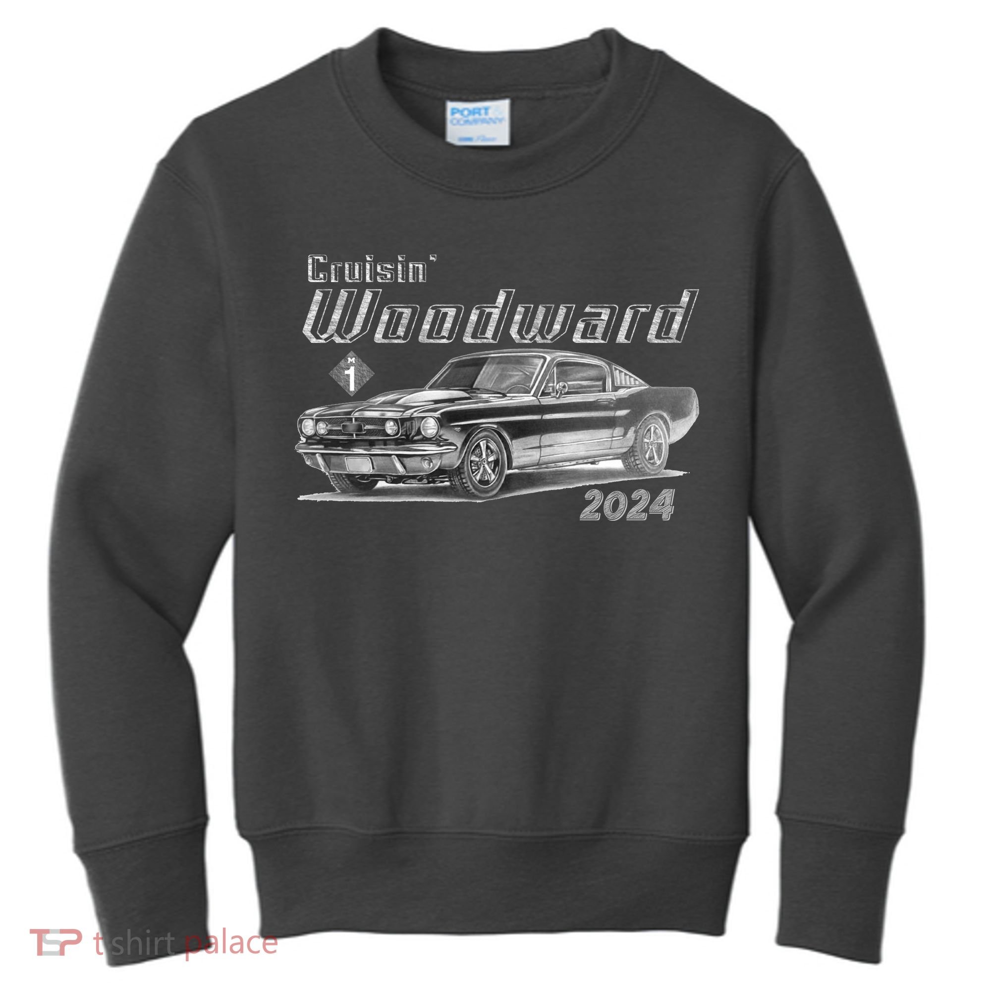 Woodward Cruise Classic Muscle Car Sketch 2024 Kids Sweatshirt