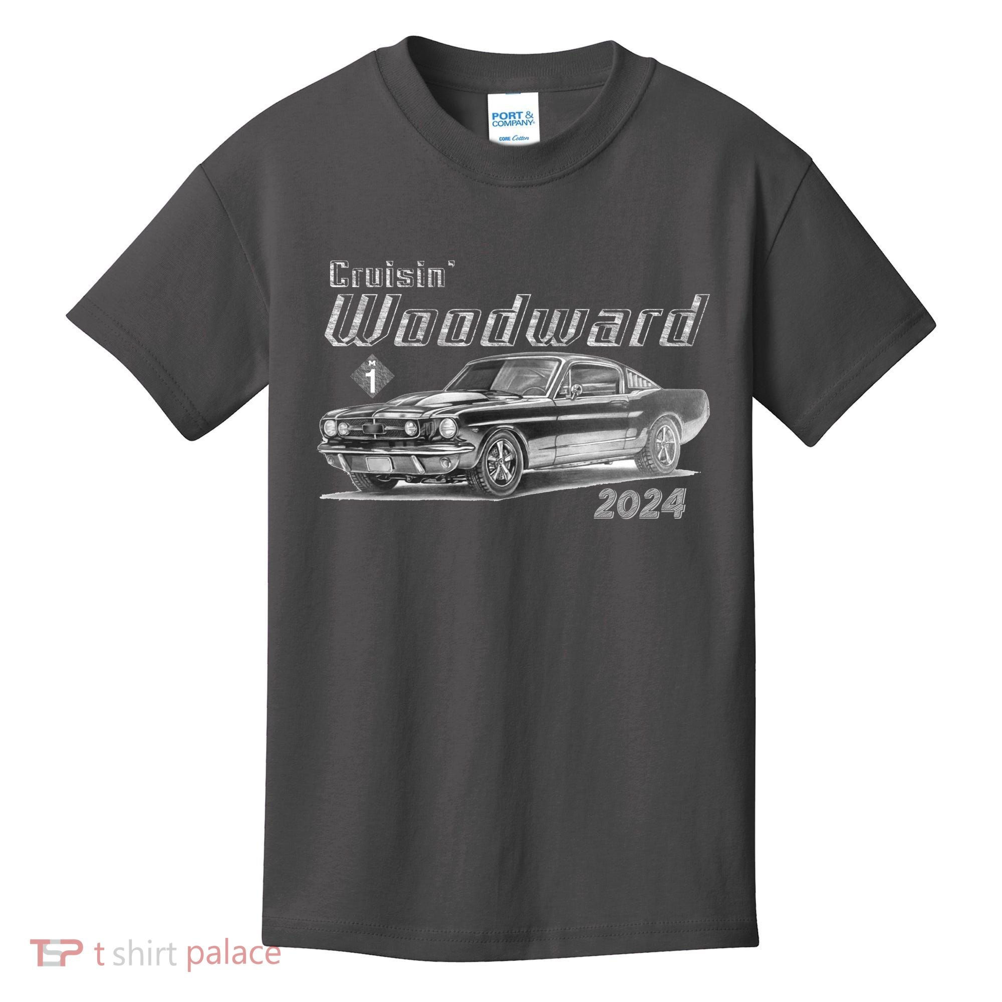 Woodward Cruise Classic Muscle Car Sketch 2024 Kids T-Shirt