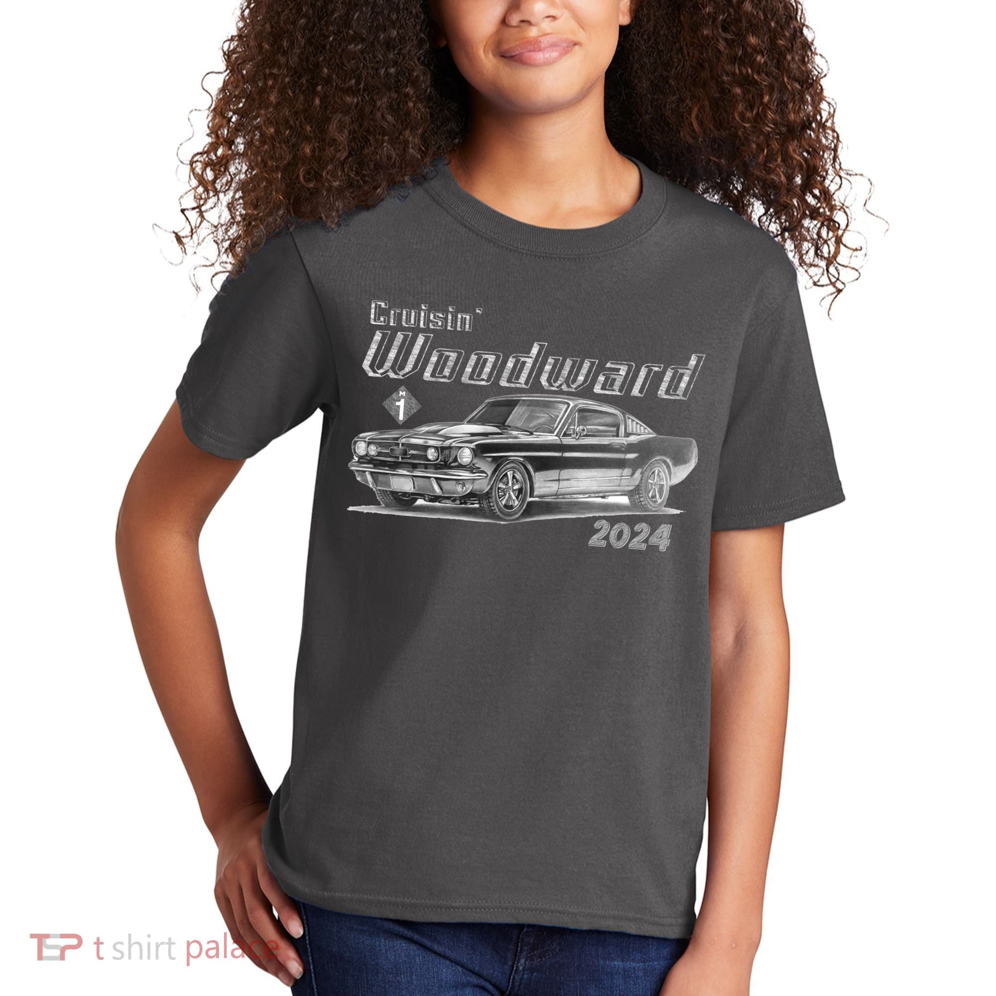 Woodward Cruise Classic Muscle Car Sketch 2024 Kids T-Shirt