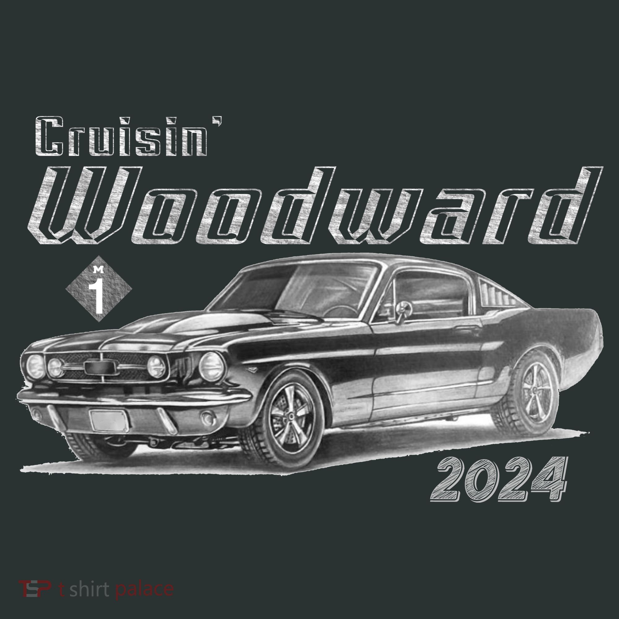 Woodward Cruise Classic Muscle Car Sketch 2024 Kids T-Shirt