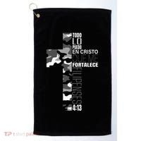 White Camo Christian Verse Spanish Filipenses 413 EspañOl Golf Towel thumb 0