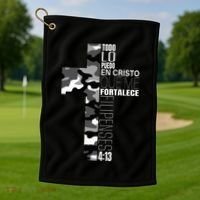 White Camo Christian Verse Spanish Filipenses 413 EspañOl Golf Towel thumb 1