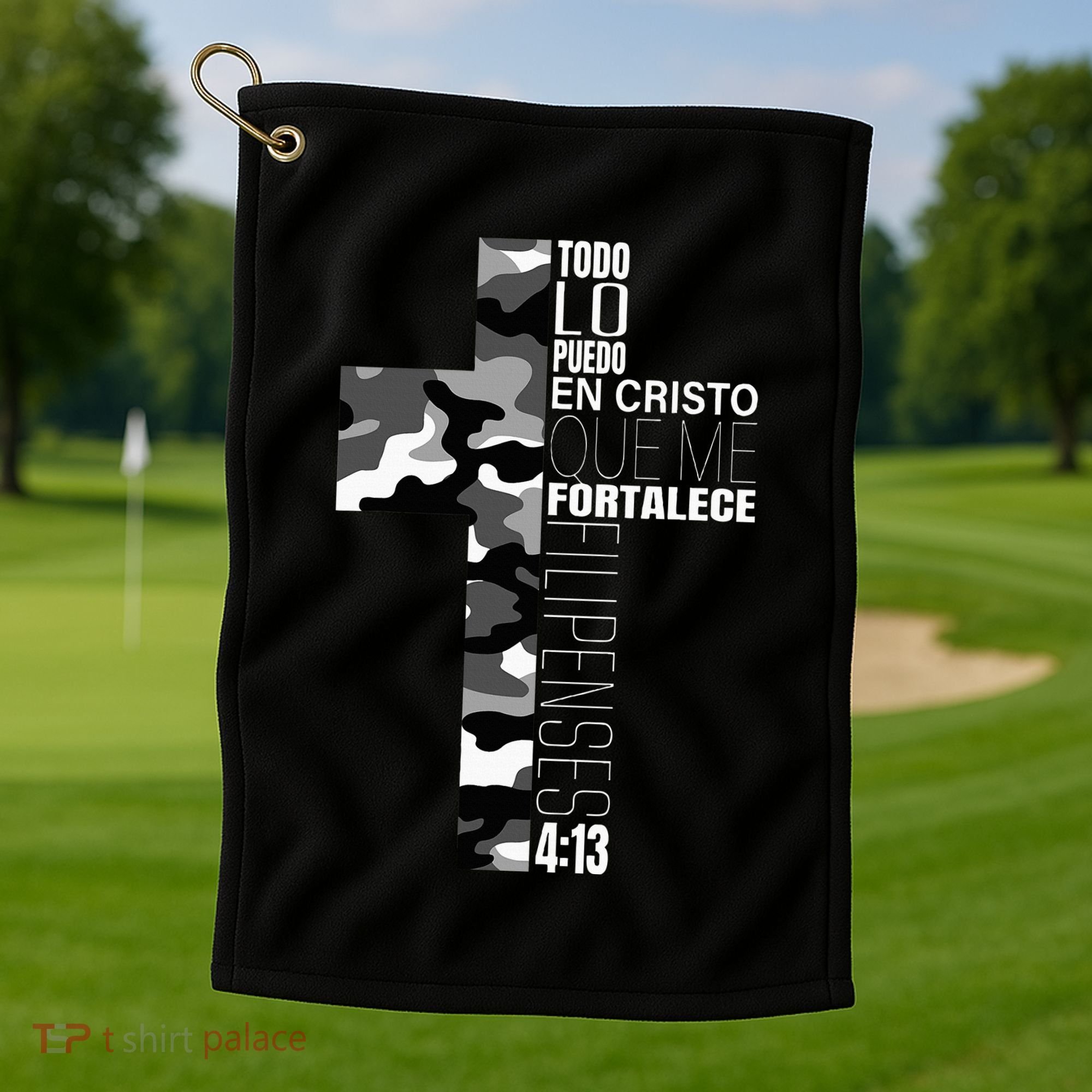 White Camo Christian Verse Spanish Filipenses 413 EspañOl Golf Towel