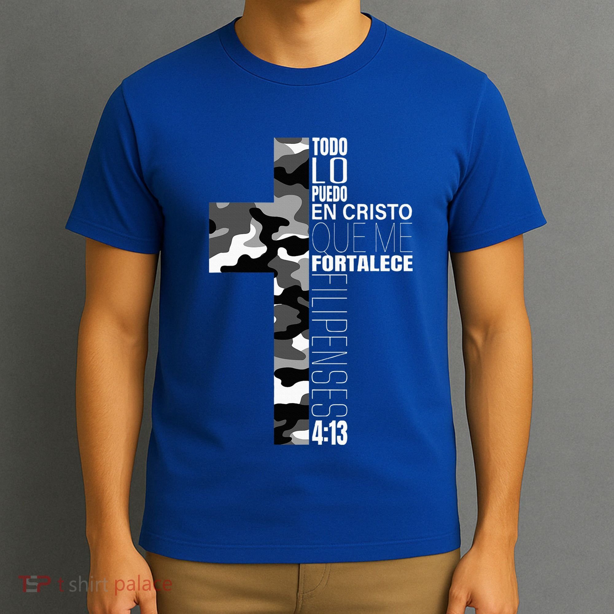 White Camo Christian Verse Spanish Filipenses 413 EspañOl T-Shirt