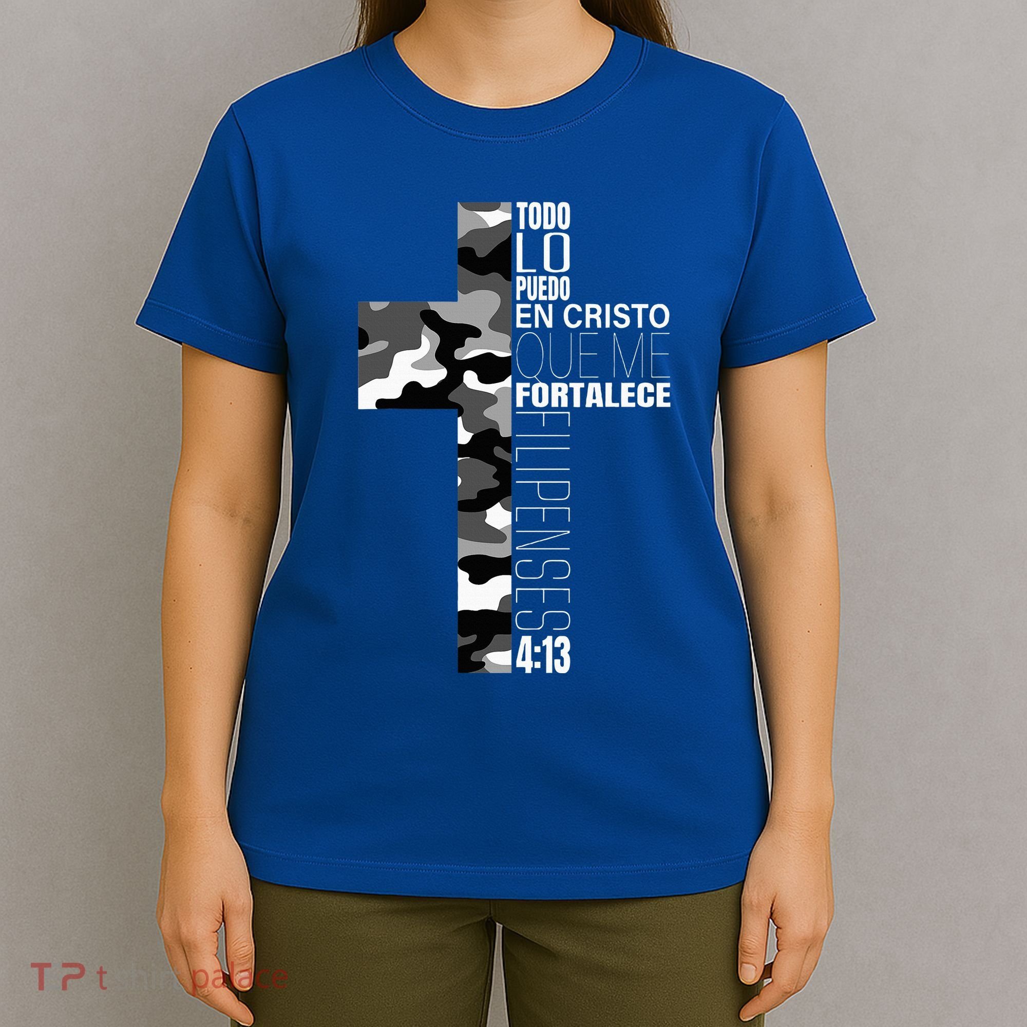 White Camo Christian Verse Spanish Filipenses 413 EspañOl T-Shirt