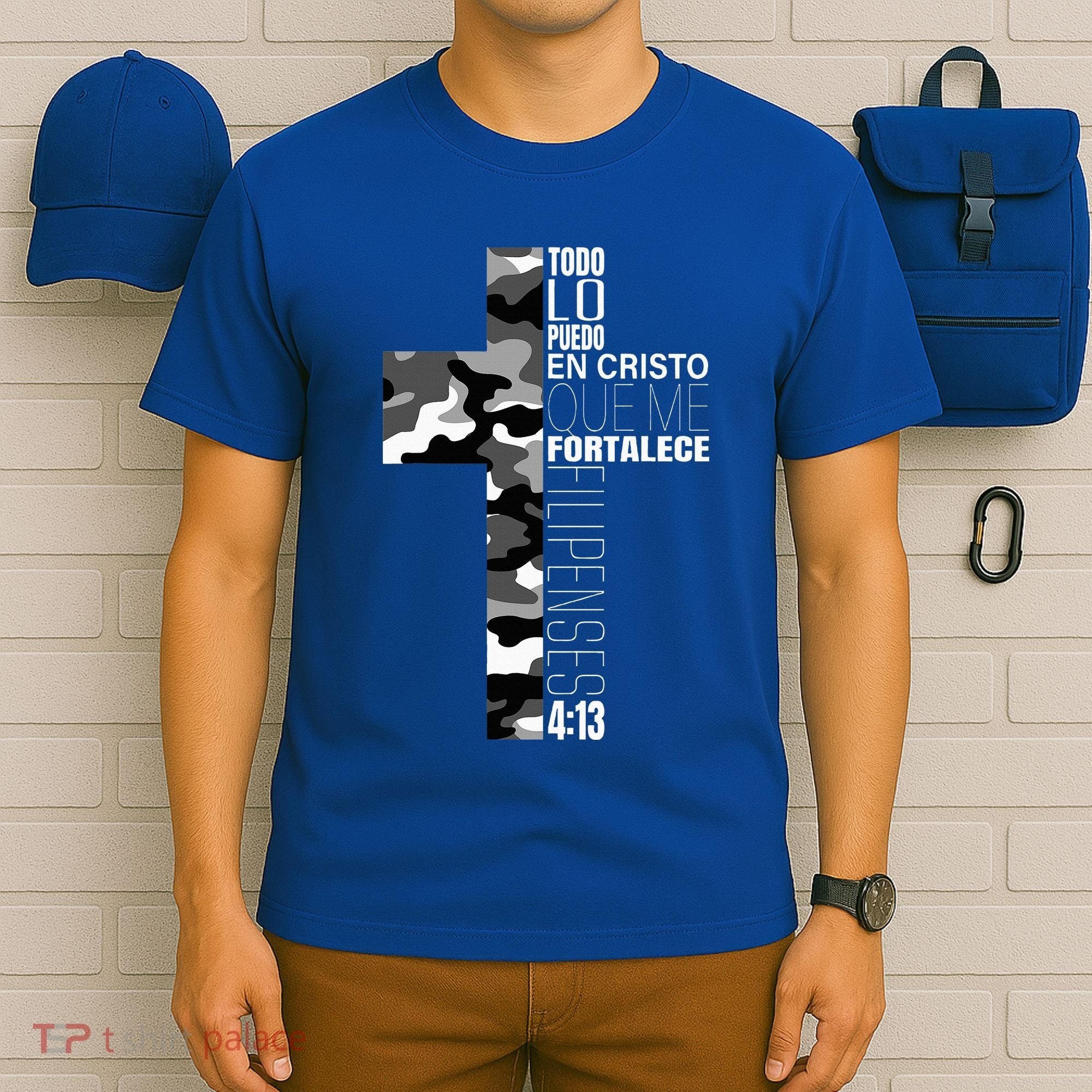 White Camo Christian Verse Spanish Filipenses 413 EspañOl T-Shirt