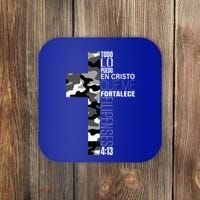 White Camo Christian Verse Spanish Filipenses 413 EspañOl Coaster thumb 0