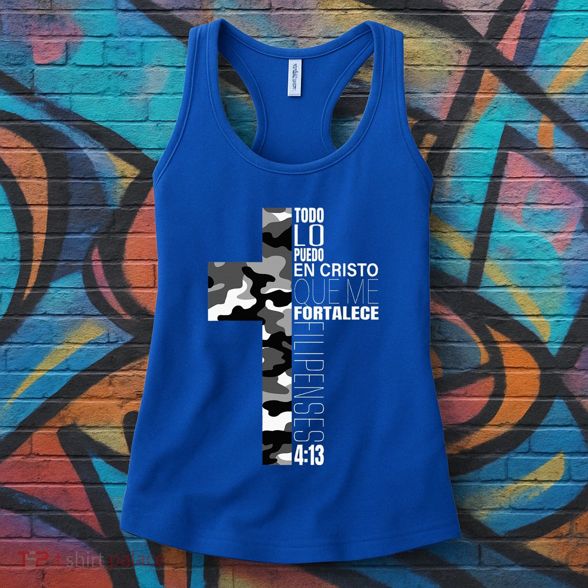 White Camo Christian Verse Spanish Filipenses 413 EspañOl Women's Tank Top