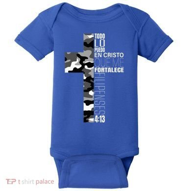White Camo Christian Verse Spanish Filipenses 413 EspañOl Baby Bodysuit