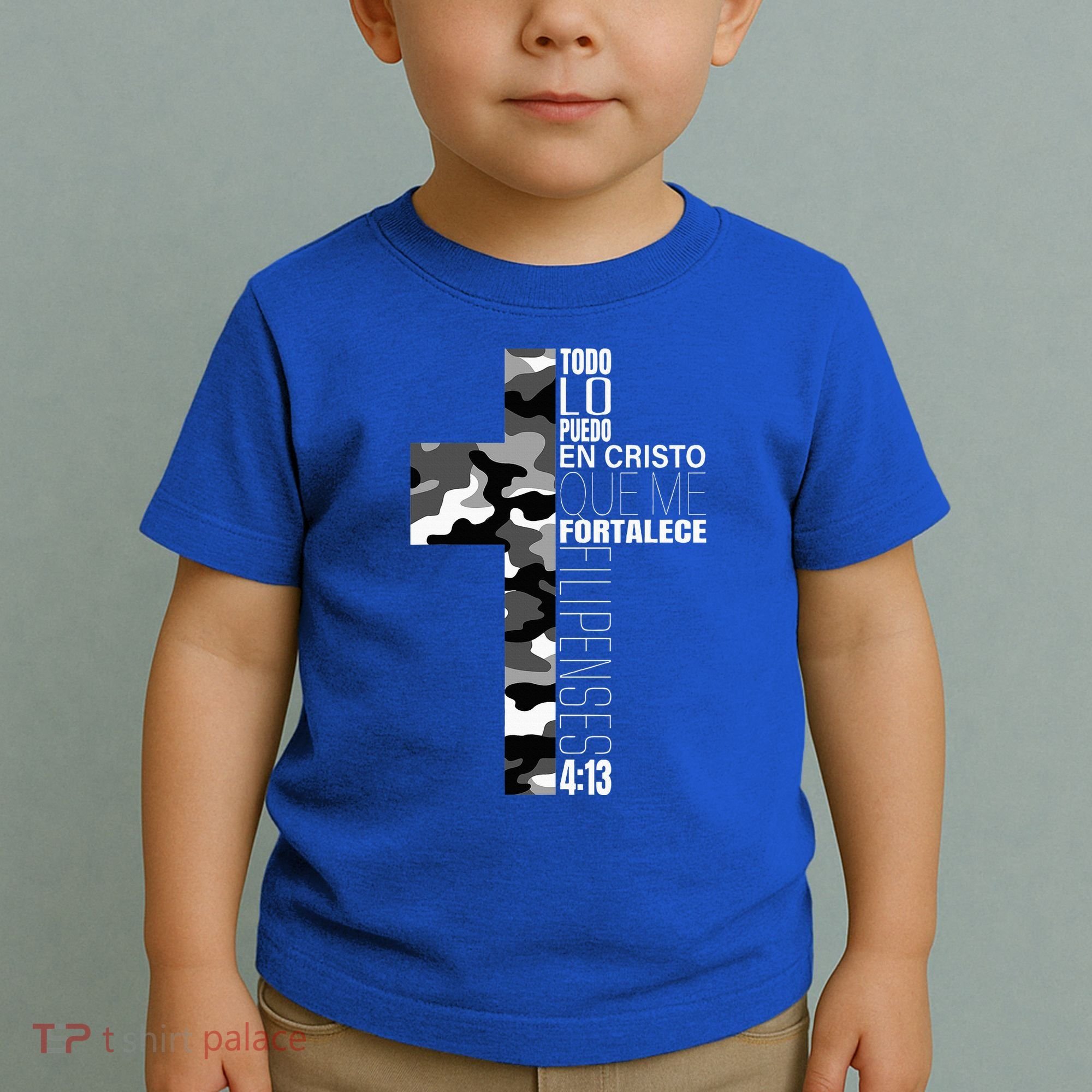 White Camo Christian Verse Spanish Filipenses 413 EspañOl Toddler T-Shirt