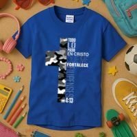 White Camo Christian Verse Spanish Filipenses 413 EspañOl Kids T-Shirt thumb 3