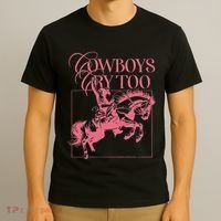 Western Cowgirl Cowboy Aesthetic Cowboys Cry Too T-Shirt thumb 3