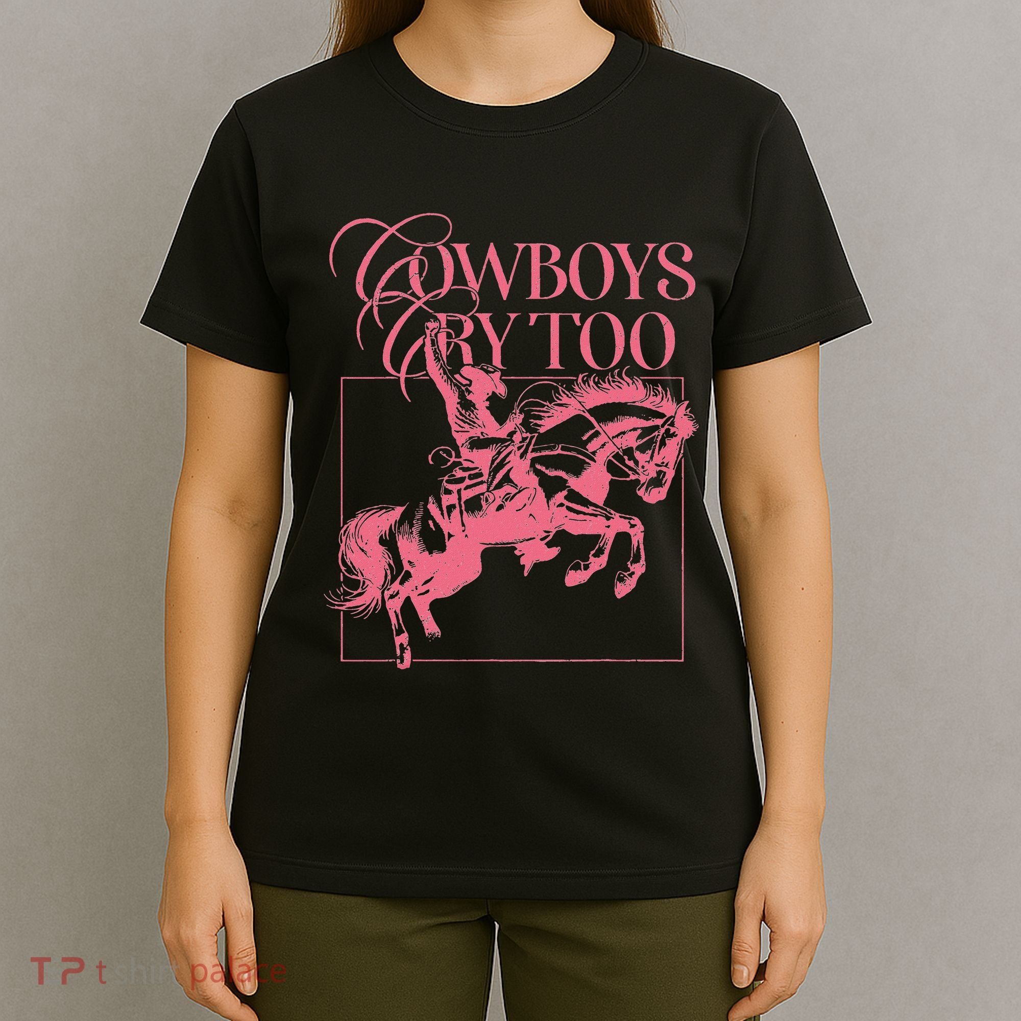 Western Cowgirl Cowboy Aesthetic Cowboys Cry Too T-Shirt