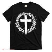 Wooden Cross Crown Of Thorns Christian Catholic Jesus Christ T-Shirt thumb 0