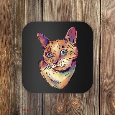 Watercolor Cute Cat Coaster
