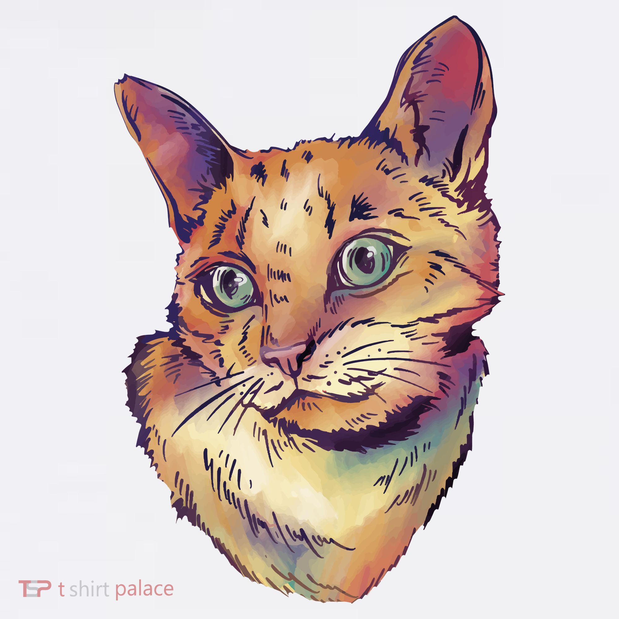 Watercolor Cute Cat T-Shirt