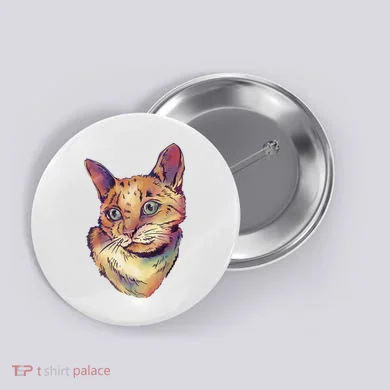 Watercolor Cute Cat Button