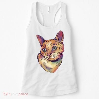 Watercolor Cute Cat Women's Tank Top