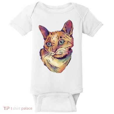 Watercolor Cute Cat Baby Bodysuit