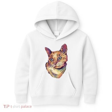 Watercolor Cute Cat Kids Hoodie