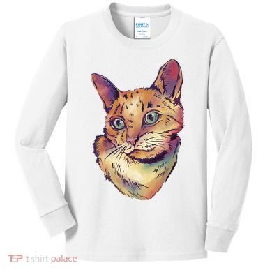 Watercolor Cute Cat Kids Long Sleeve Shirt