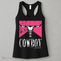 Western Cowgirl Cute Pink Cowboy Killers Bull Horn Skull Women's Tank Top thumb 3