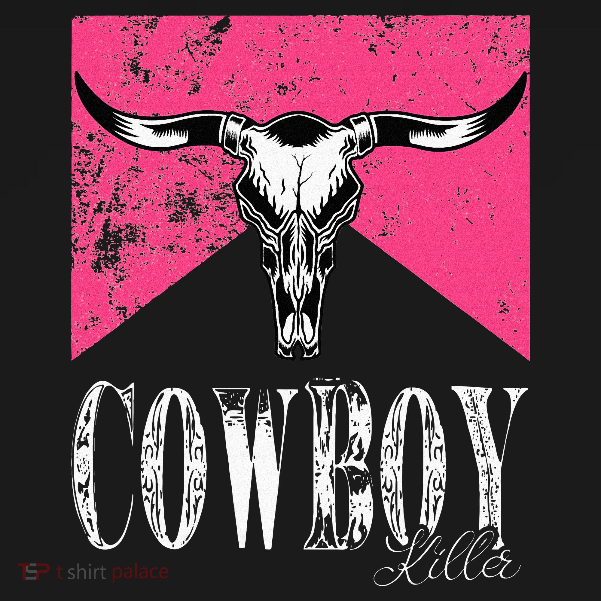 Western Cowgirl Cute Pink Cowboy Killers Bull Horn Skull Women's Tank Top