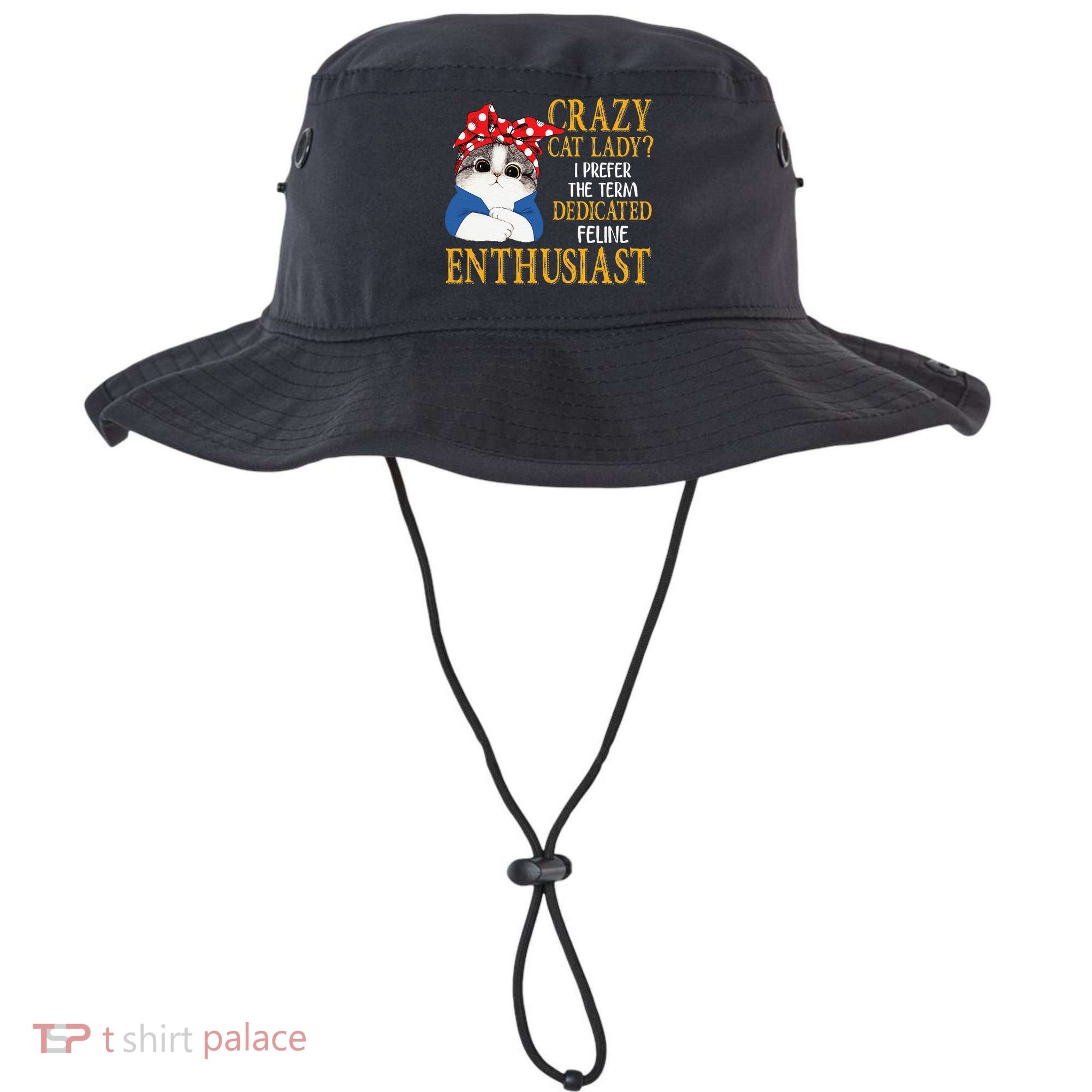 Womens Crazy Cat Lady I Prefer The Term Dedicated Feline Enthusiast Bucket Hat