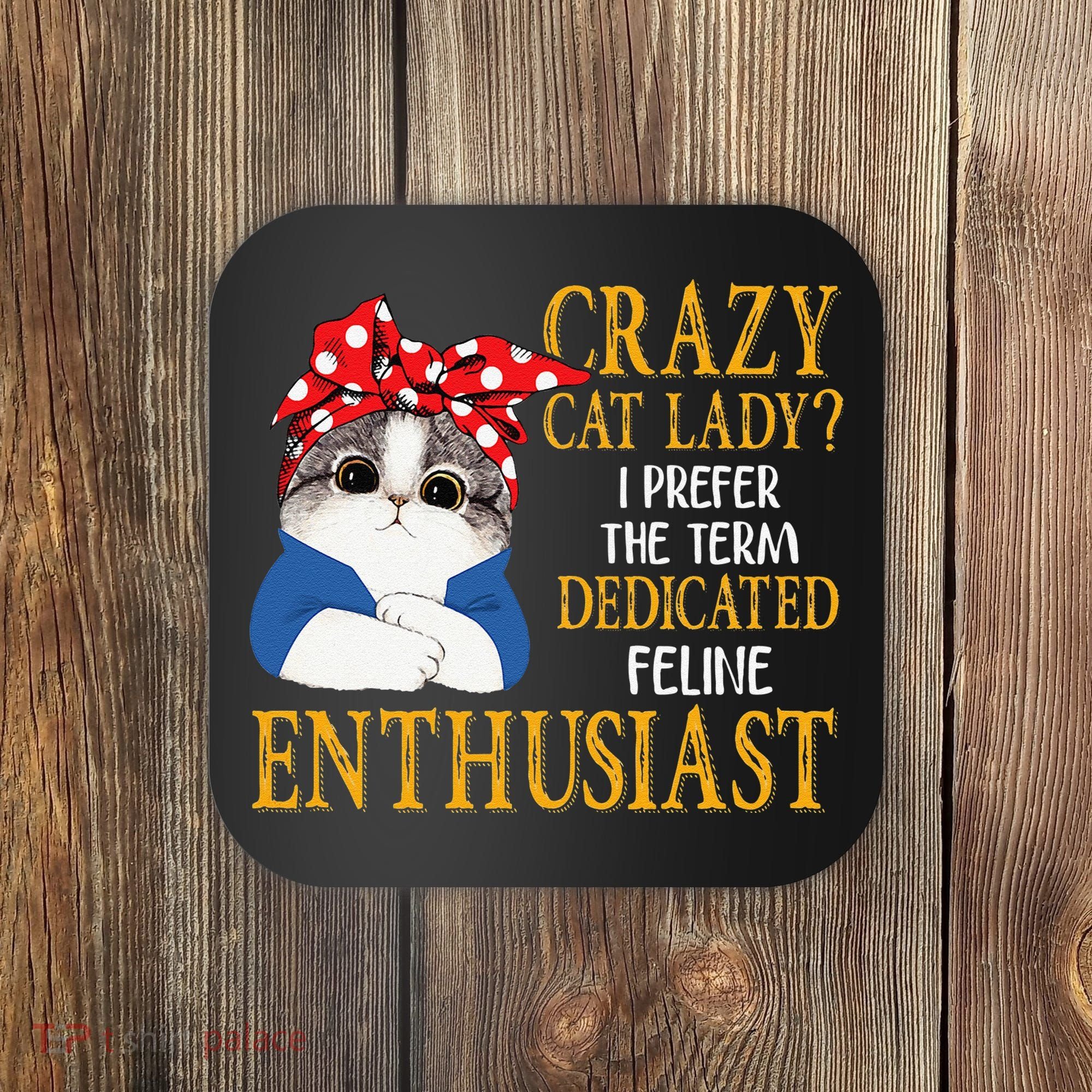 Womens Crazy Cat Lady I Prefer The Term Dedicated Feline Enthusiast Coaster