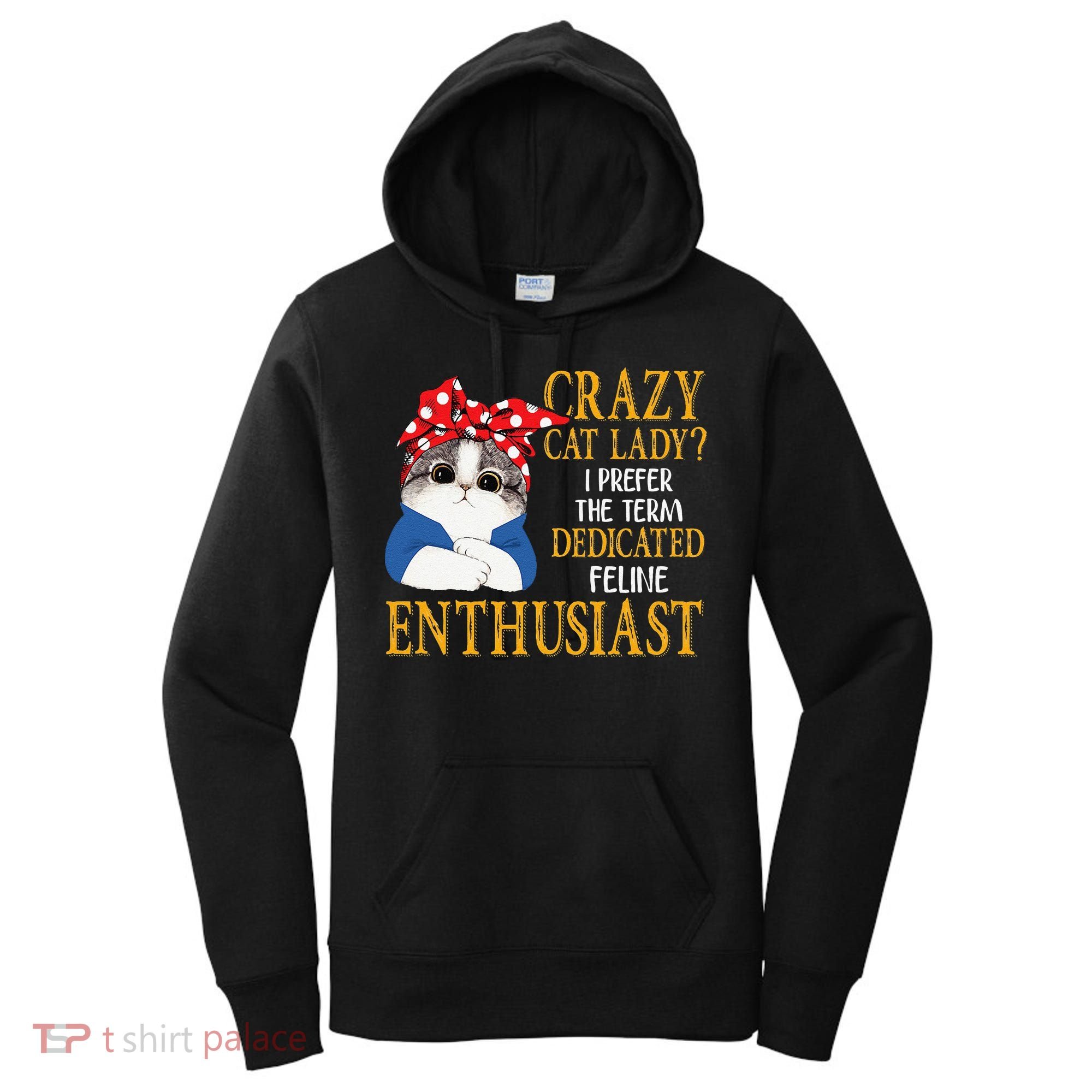 Womens Crazy Cat Lady I Prefer The Term Dedicated Feline Enthusiast Women's Hoodie