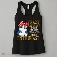 Womens Crazy Cat Lady I Prefer The Term Dedicated Feline Enthusiast Women's Tank Top thumb 3