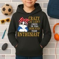 Womens Crazy Cat Lady I Prefer The Term Dedicated Feline Enthusiast Kids Hoodie thumb 2