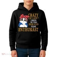 Womens Crazy Cat Lady I Prefer The Term Dedicated Feline Enthusiast Kids Hoodie thumb 4