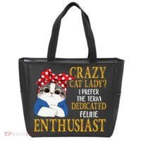 Womens Crazy Cat Lady I Prefer The Term Dedicated Feline Enthusiast Tote Bag thumb 0