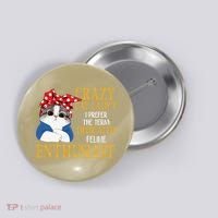 Womens Crazy Cat Lady I Prefer The Term Dedicated Feline Enthusiast Button thumb 0