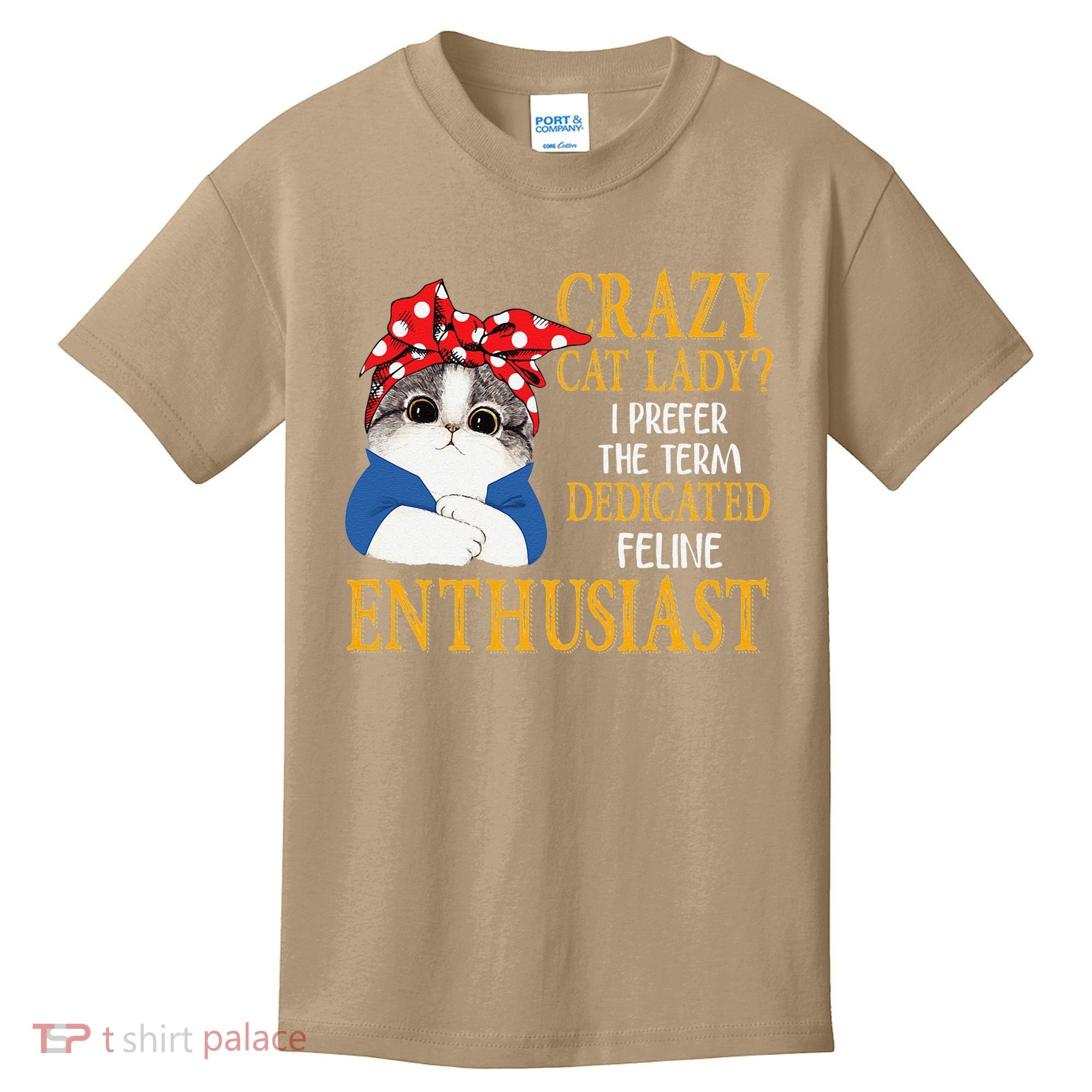 Womens Crazy Cat Lady I Prefer The Term Dedicated Feline Enthusiast Kids T-Shirt