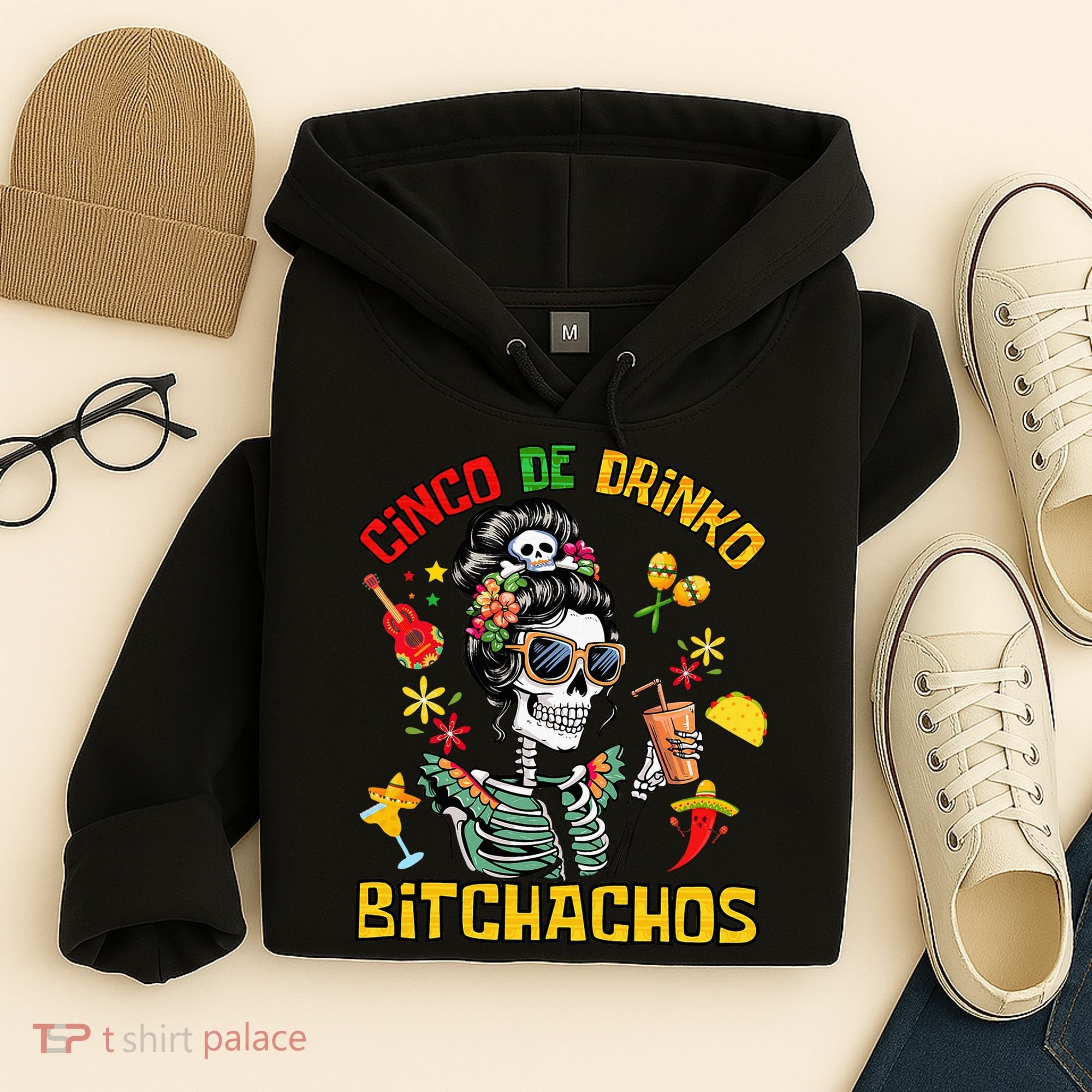 Women Cinco De Drinko Bitchachos Cinco De Mayo Drinking Hoodie