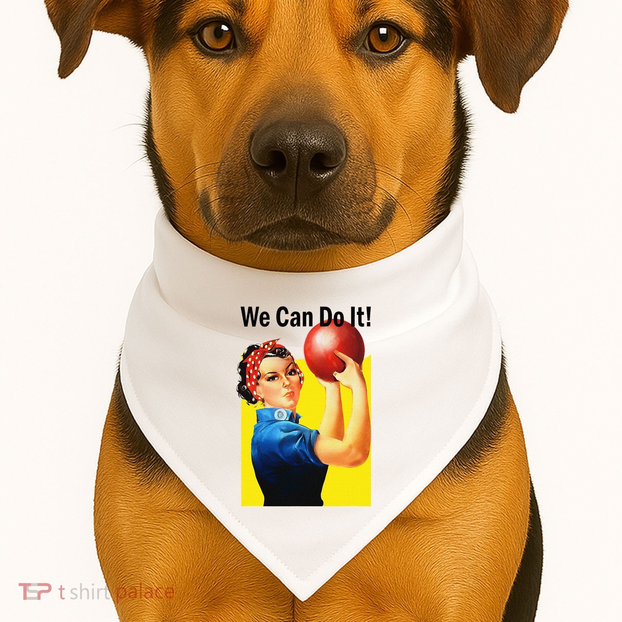 We Can Do It Rosie The Bowler Women Feminist USA-Made Doggie Bandana