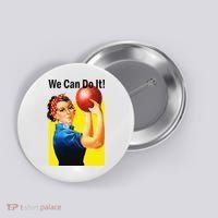 We Can Do It Rosie The Bowler Women Feminist Button thumb 0