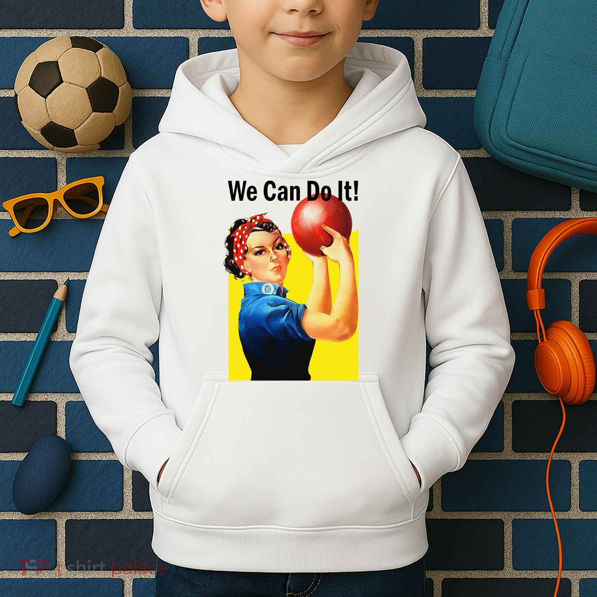 We Can Do It Rosie The Bowler Women Feminist Kids Hoodie