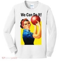 We Can Do It Rosie The Bowler Women Feminist Kids Long Sleeve Shirt thumb 0