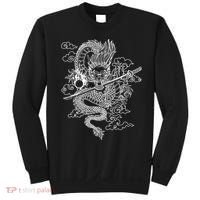 White Chinese Dragon With Black Background Sweatshirt thumb 0