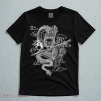 White Chinese Dragon With Black Background T-Shirt thumb 5
