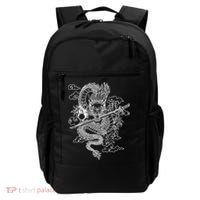 White Chinese Dragon With Black Background Backpack thumb 0