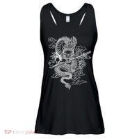 White Chinese Dragon With Black Background Ladies Essential Flowy Tank thumb 0