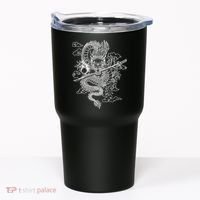 White Chinese Dragon With Black Background Tumbler thumb 0